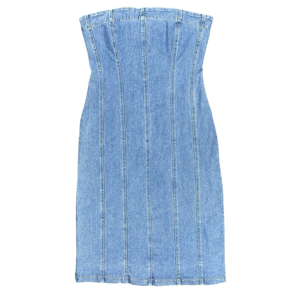 NEW Strapless Denim Bodycon Dress Size Large Midi Corset Style Tube Sexy Country